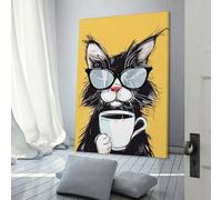Affiches de chat drôles imprimées pour la maison, la chambre, les toilettes, la salle de bain, décoration murale, toile, anniversaire, couple célébrant, 60 x 90 cm
