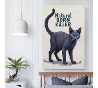 Affiches de chat noir tueur né, impression artistique, photo murale, peinture, affiche à suspendre, décoration familiale, fournitures de décoration pour la maison, fournitures de fête, 40 x 60 cm