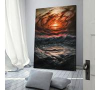 Affiches de coucher de soleil rouge et de mer, pour la maison, la chambre, les toilettes, la salle de bain, décoration murale, toile, anniversaire, couple célébrant, 60 x 90 cm
