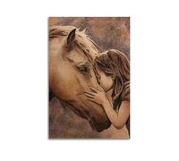 Affiches de dessin de cheval - Impression sur toile - Esthétique - Vintage - Décoration pour salon, chambre à coucher - 30 x 45 cm - Style sans cadre