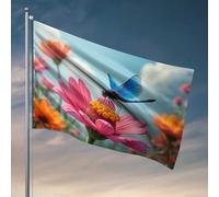 Affiches de dortoir universitaire pour gars, libellule rêveuse sur un drapeau à fleur rose, décoration de salle de jeux pour les garçons (120 x 180 cm)