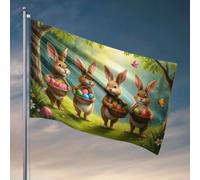 Affiches de dortoir universitaire pour gars, quatre lapins tenant des paniers d'œufs de Pâques colorés. Drapeau d'été drapeaux décoratifs pour la maison (30 x 45 cm)