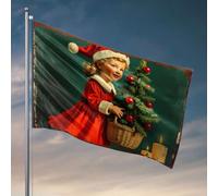 Affiches de dortoir universitaire pour gars, une fille tenant un arbre de Noël. Drapeau d'été Drapeaux décoratifs pour la maison (152 x 244 cm)