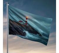 Affiches de dortoir universitaire pour les gars, un phare debout au milieu des mers orageuses. Drapeau d'été Drapeaux décoratifs pour la maison (120 x 180 cm)