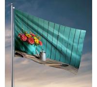 Affiches de dortoir universitaire pour les gars, une table en bois rustique avec des outils de jardinage et des fleurs. Drapeaux pour chambre drapeaux amusants pour les garçons (152 x 244 cm)