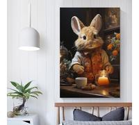 Affiches de lapin mignon pour l'heure du thé, pour la maison, la chambre, les toilettes, la salle de bain, décoration murale, toile, anniversaire, couple célébrant, 30 x 45 cm