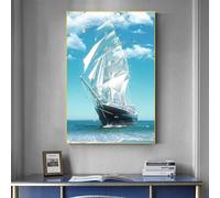 Affiches de motivation, art mural, paysage marin, affiche imprimée, voilier nautique, peinture sur toile, décoration de salon moderne, 80 x 120 cm, sans cadre