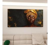 Affiches de portraits féminins en noir et or, impression sur toile, art mural, peinture, image pour salon, maison, bureau, décoration, 40 x 80 cm (16 x 31 pouces), sans cadre