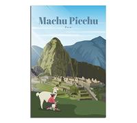 Affiches de voyage vintage du Pérou Machu Picchu - Site historique - Impression sur toile - Décoration murale pour chambre à coucher, bureau - Cadeau de fête - 20 x 30 cm