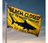 Affiches drôles pour dortoir universitaire observations de requins près des plages drapeau drapeaux de dortoir pour gars panneau de porche (60 x 90 cm)