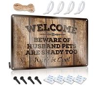 Affiches d'œuvres d'art pour décoration murale | Welcome Beware Of Husband Pets Are Shady Too Wife Is Cool Core For Street Home (20 x 30 cm)