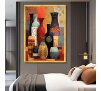 Affiches et estampes abstraites sur le thème de la poterie, art mural de vases colorés, peinture sur toile de nature morte moderne, œuvre d'art décorative pour la maison (60x80cm/cadre intérieur)
