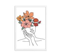 Affiches Et Gravures Minimalistes Modernes Femme Une Fleur Dessin Au Trait Murale Art Toile tableau Peinture Minimaliste Tableaux Pour Le Salon 50x70cm Sans Cadre