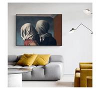 Affiches et impressions d'art mural pour la décoration de la maison Art célèbre L'amant du baiser par René Cadre 60x90cm