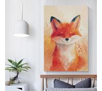 Affiches et impressions de renards heureux et souriants pour la maison, la chambre, les toilettes, la salle de bain, décoration murale, art mural, toile, couple d'anniversaire célébrant, 40 x 60 cm