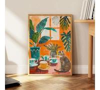 Affiches Et Impressions Humoristiques Vintage Représentant Un Chat Et Un Chien Prenant Le Thé L'Après-Midi, Impression Sur Toile, Décoration Murale Pour Salon, A5 40X50Cm Sans Cadre
