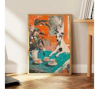 Affiches Et Impressions Humoristiques Vintage Représentant Un Chat Et Un Chien Prenant Le Thé L'Après-Midi, Impression Sur Toile, Décoration Murale Pour Salon, Maison, Format A10 30X40Cm Sans Cadre
