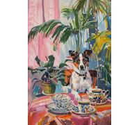 Affiches Et Impressions Humoristiques Vintage Représentant Un Chat Et Un Chien Prenant Le Thé L'Après-Midi, Impression Sur Toile, Décoration Murale Pour Salon, A6 30X40Cm Sans Cadre