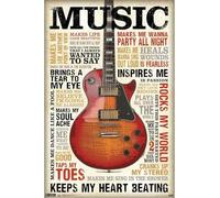 Affiches Et Impressions : La Musique Fait Battre Mon Cœur, Style Rétro, Toile Murale Vintage, Décoration De Cuisine, 50x70 Cm, Sans Cadre