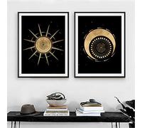 Affiches et impressions moderne noir or lune soleil abstrait mur Art toile peinture nordique mur photos salon décor 30x50cmx2pcs pas de cadre