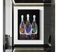 Affiches et impressions modernes Peinture sur toile Décoration murale pour la maison Affiche de fête Impression de bouteille de champagne Style Peintures murales 80x120cm Sans cadre