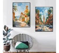 affiches et impressions murales aquarelles représentant le Moyen-Orient, Israël, la Syrie et la Turquie, pour décoration de salon 30x40cmx2 sans cadre