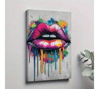 Affiches et impressions murales : Lip Art, gouttes de couleur, style graffiti de rue, peintures sur toile pour décoration murale de chambre, 50 x 70 cm, sans cadre
