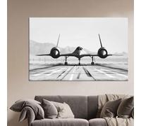 Affiches et impressions sur toile Blackbird - Peinture sur toile représentant un avion sur une piste d'atterrissage, pour décoration murale de maison ou de bureau, cadre 80 x 120 cm