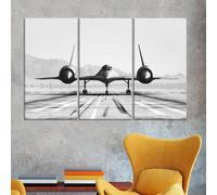 Affiches et impressions sur toile Blackbird - Peinture sur toile représentant un avion sur une piste d'atterrissage, pour les amateurs d'aviation, cadre 65 x 130 cm