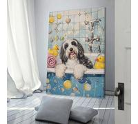 Affiches et impressions sur toile représentant un chien barbu Collie, décoration murale, pour chambre, cuisine, anniversaire, épouse, mari, 60 x 90 cm