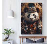 Affiches et impressions sur toile représentant un panda steampunk, décoration murale, idéal pour une chambre, une cuisine, un anniversaire, une épouse ou un mari, 30 x 45 cm
