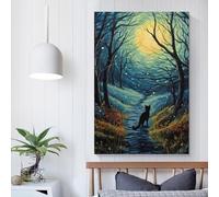 Affiches et imprimés sur toile représentant un chat noir, décoration murale, idéal pour la cuisine, un anniversaire, une épouse ou un mari, 60 x 90 cm