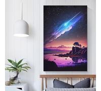 Affiches et imprimés sur toile représentant un ciel nocturne galactique, décoration murale, idéal pour une chambre, une cuisine, un anniversaire, une épouse ou un mari, 50 x 75 cm