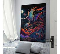 Affiches et imprimés sur toile représentant un dragon volant, style néon, décoration murale, idéal pour la cuisine, un anniversaire, une épouse ou un mari, 60 x 90 cm