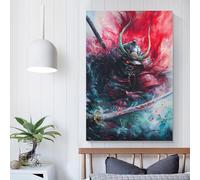 Affiches et imprimés sur toile représentant un guerrier samouraï, décoration murale, idéal pour la cuisine, un anniversaire, une épouse ou un mari, 50 x 75 cm