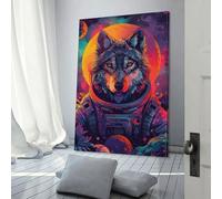 Affiches et imprimés sur toile représentant un loup astronaute, décoration murale, idéal pour la cuisine, un anniversaire, une épouse ou un mari, 40 x 60 cm