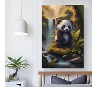 Affiches et imprimés sur toile représentant un panda mignon, décoration murale, idéal pour la cuisine, un anniversaire, une épouse ou un mari, 40 x 60 cm