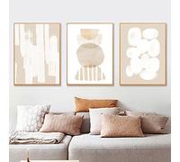Affiches géométriques beiges abstraites minimalistes Toile Peinture Impressions Boho Images murales neutres pour salon Décoration intérieure (50x70cm / 19.7 « x27.6 »)x3 Sans cadre