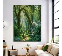 Affiches Lumière Soleil Arbres Parterres Fleurs, Impressions Art Mural Sur Toile Paysage Végétal, Tableau Poster Vintage Vert Forêt Décoratif Murale Pour Salon Chambre À Coucher, 30X40Cm, Sans Cadre