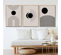 Affiches Murales,3 Images Set-Affiche Arc Ciel Noir Blanc Art Mural Moderne Ensemble D'Art de Style Bauhaus Géométrie Abstraite Galerie D'Art Maison Bureau Chambre-50*60cm/20*24 pouce(sans cadre)