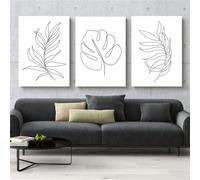 Affiches Murales,3 Images Set-Affiches Impressions Botaniques Abstraites Noir Blanc Peinture Toile Végétale Images D'Art Mural Décoration de Cuisine de Bar de Salle-50*60cm/20*24 pouce(sans cadre)