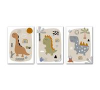 Affiches Murales,3 Images Set-Affiches Impressions Nordiques Abstraites de Dinosaures Peinture Toile Galerie D'Animaux Art Mural Chambre D'Enfant Décoration de Maison-50*60cm/20*24 pouce(sans cadre)