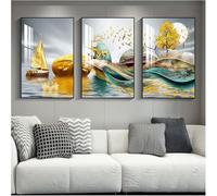 Affiches Murales D’Art Mural sur Toile, Peinture Décorative Triptyque De Salon Et De Chambre à Coucher, Image Réfléchissante De Surbrillance De Cristal, Cadre Noir, S, 40x60x3cm