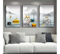 Affiches Murales D’Art Mural sur Toile, Peinture Décorative Triptyque De Salon Et De Chambre à Coucher, Image Réfléchissante De Surbrillance De Cristal, Cadre Noir, V, 40x60x3cm