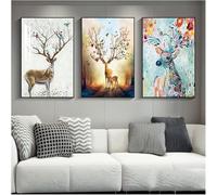 Affiches Murales D’Art Mural sur Toile, Peinture Décorative Triptyque De Salon Et De Chambre à Coucher, Image Réfléchissante De Surbrillance De Cristal, Cadre Noir, J, 50x70x3cm