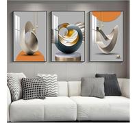 Affiches Murales D’Art Mural sur Toile, Peinture Décorative Triptyque De Salon Et De Chambre à Coucher, Image Réfléchissante De Surbrillance De Cristal, Cadre Noir, Q, 50x70x3cm