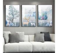 Affiches Murales D’Art Mural sur Toile, Peinture Décorative Triptyque De Salon Et De Chambre à Coucher, Image Réfléchissante De Surbrillance De Cristal, Cadre Noir, I, 60x80x3cm