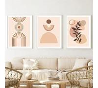 Affiches Murales-Lumière du Soleil Arc-En-Ciel Feuille de Lune Abstrait Boho Art Mural Toile Peinture Affiches Nordiques Impressions Murales le Salon Cuisine Décor de Bureau-40*50cm/3PCS (Non encadré)
