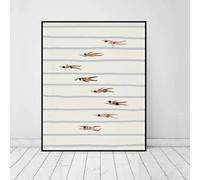 Affiches murales minimalistes nordiques représentant des nageuses de tous horizons, avec toiles peintes sur le thème de la piscine (50 x 70 cm, sans cadre), idéales pour la décoration d'enfants.