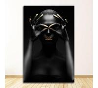 Affiches murales scandinaves pour salon,style art africain noir et or,femme,peinture nordique sur toile 30x40cm sans cadre